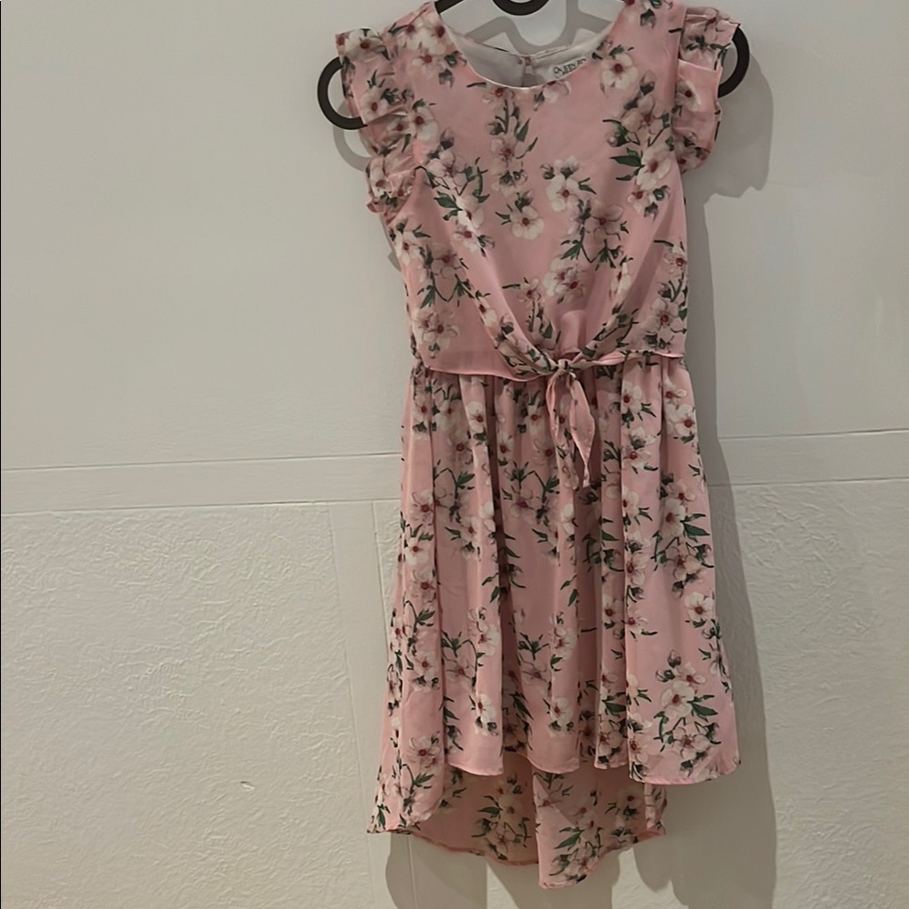 On S’en Fout Des Garçons Charming Pink Floral Kids Dress Girl 8Y